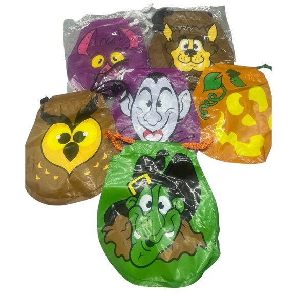 Halloween party gift bags lot of 19 tie strings orange purple monsters READ - Picture 1 of 8